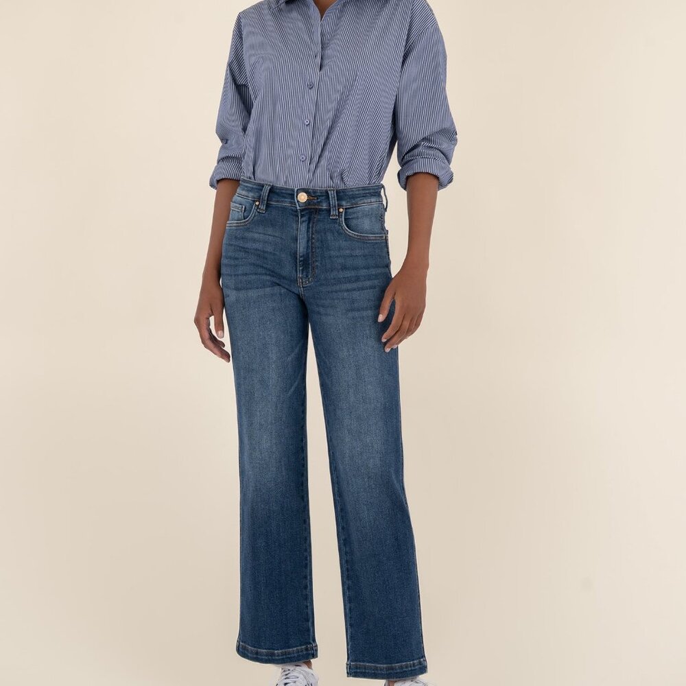 Kut from the Kloth Pattie High Rise Straight Leg Size 0/ Razor W/Medium Base W - Picture 2 of 3